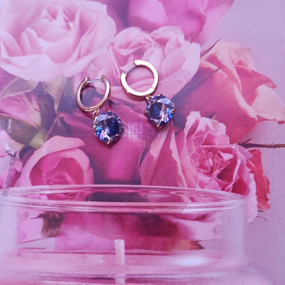 Elegant Gold and Blue Hoop Earrings